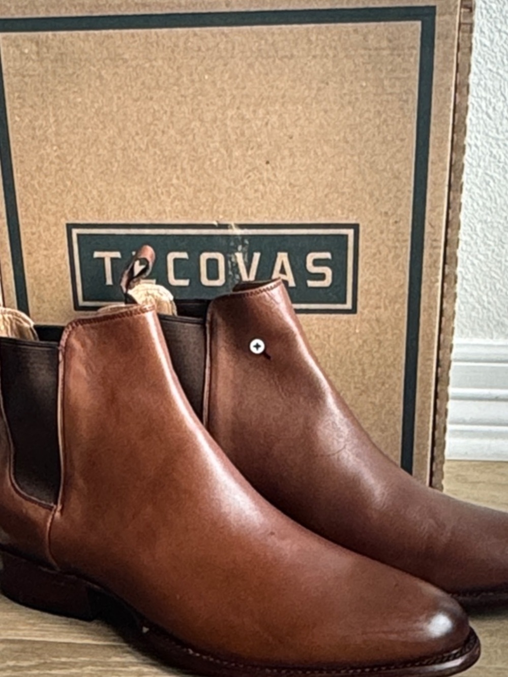 TECOVAS THE CHANCE‎ Men's Size 10.5 D Chestnut Calfskin Cowboy Chelsea Boots